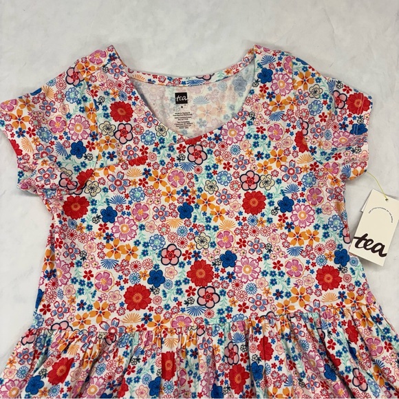 NEW Tea Collection Wrap Neck Dress Ditsy Sakura Floral Size 8 - Picture 2 of 5